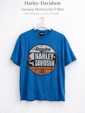 Harley-Davidson Men's Blue Genuine Motorcycles T-Shirt